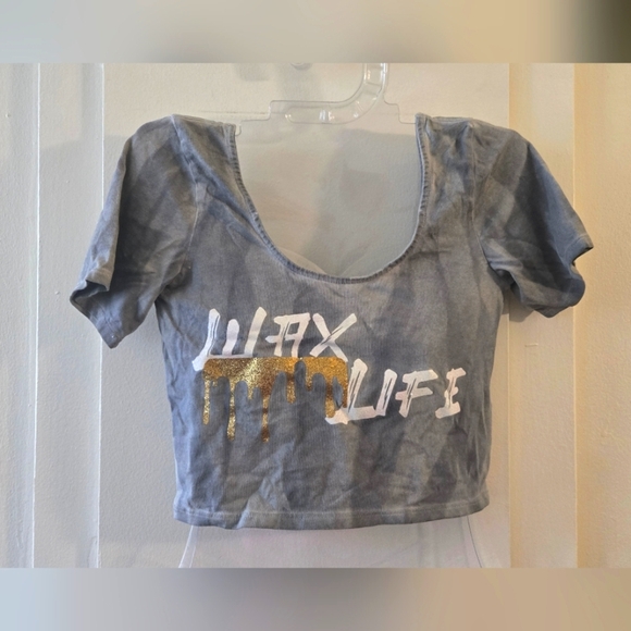 Gray One Of A Kind Wax Life Women's Crop Top - Picture 1 of 2
